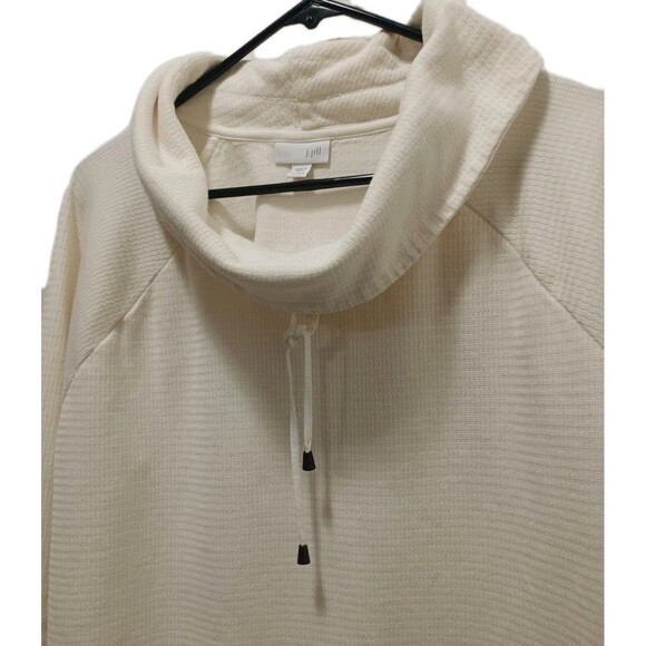 J. Jill Ivory Cowl Neck Pullover sweatshirt, cozy Drawstring neck Laga Look 2X - Picture 4 of 9
